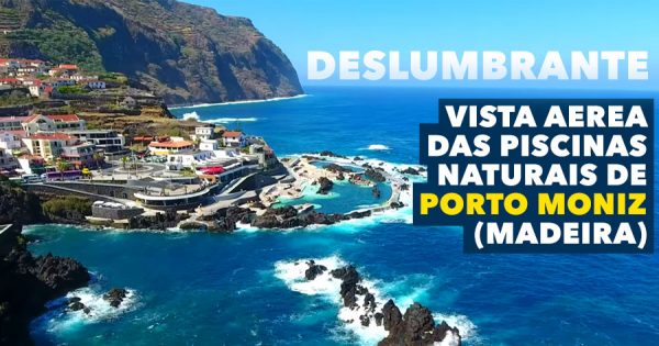 Deslumbrante vista aerea das Piscinas Naturais de PORTO MONIZ (Madeira)