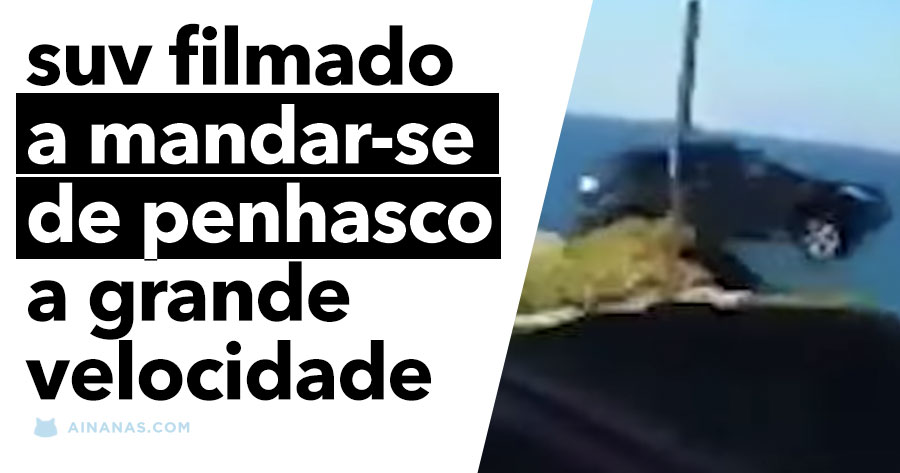 SUV filmado a MANDAR-SE DE PENHASCO a grande velocidade
